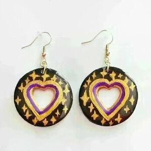 Jasmine  from Aladdin princess inspired sparkly stars on heart hoop earrings